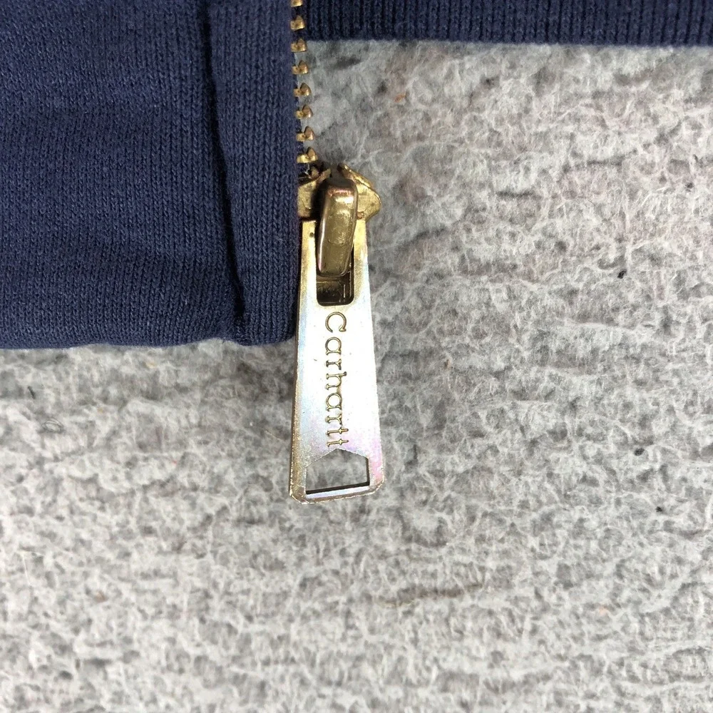 Vintage Carhartt Hoodie Mens Extra Lage Blue J149 Y2K Thermal Full Zip Workwear - Picture 11 of 13
